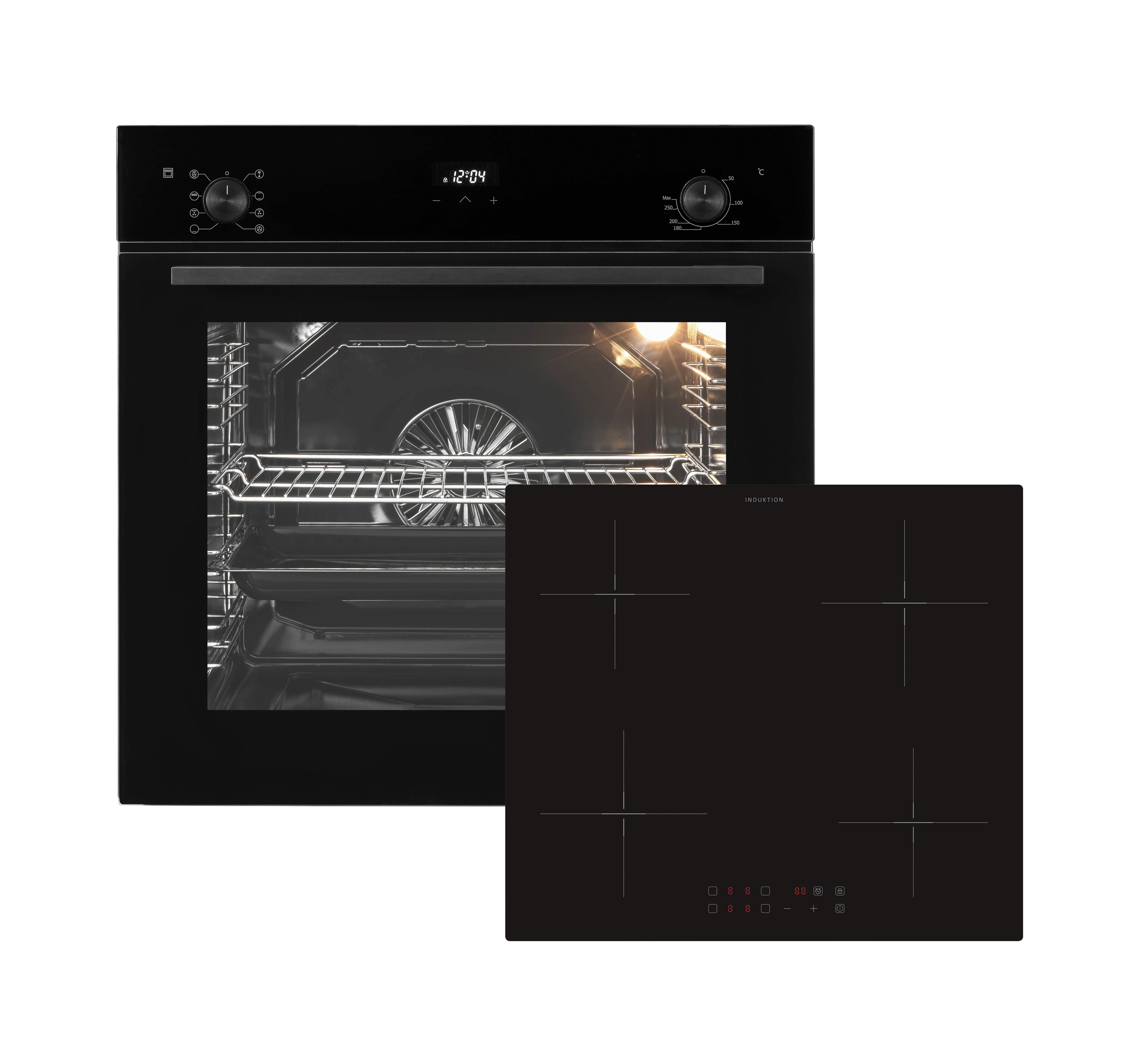 Backofenset CLS944 Schwarz - Schwarz, Glas/Metall (59,6/56,9/59,5cm) - Oranier