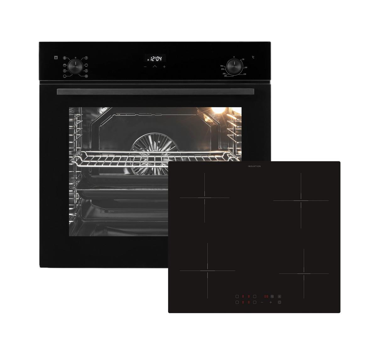 Backofenset CLS944 Schwarz - Schwarz, Glas/Metall (59,6/56,9/59,5cm) - Oranier