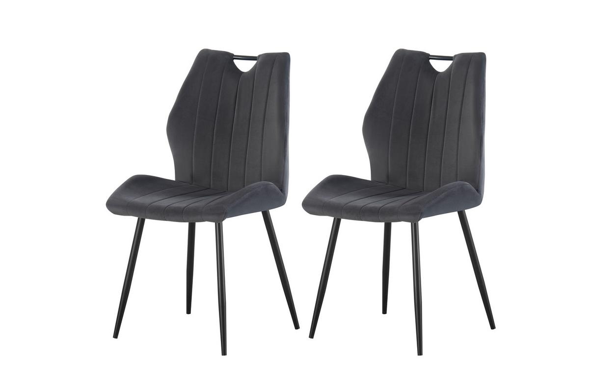 Set Stolov Christin, Antracit, 2 Kos - črna/antracit, Moderno, kovina/tekstil (52/75/58cm) - MID.YOU