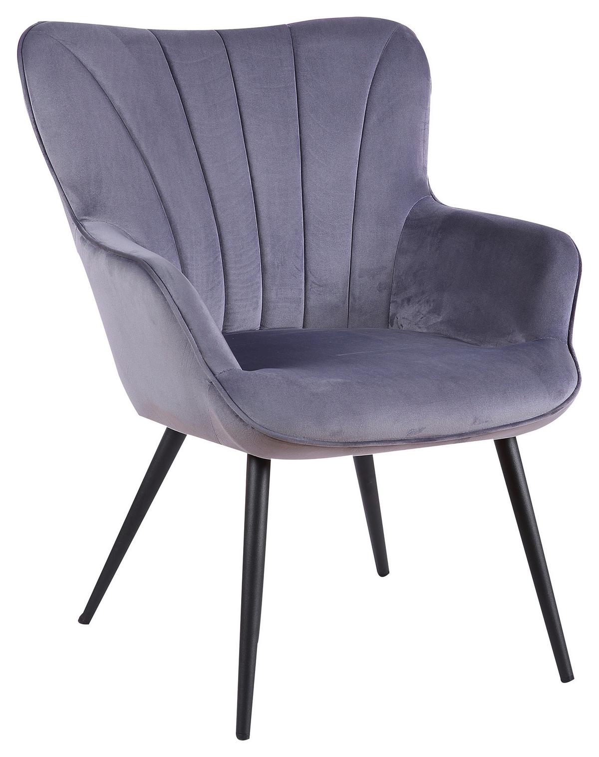 Sessel "Lexi", anthrazit - Anthrazit/Schwarz, Design, Textil/Metall (64/85/68cm) - MID.YOU