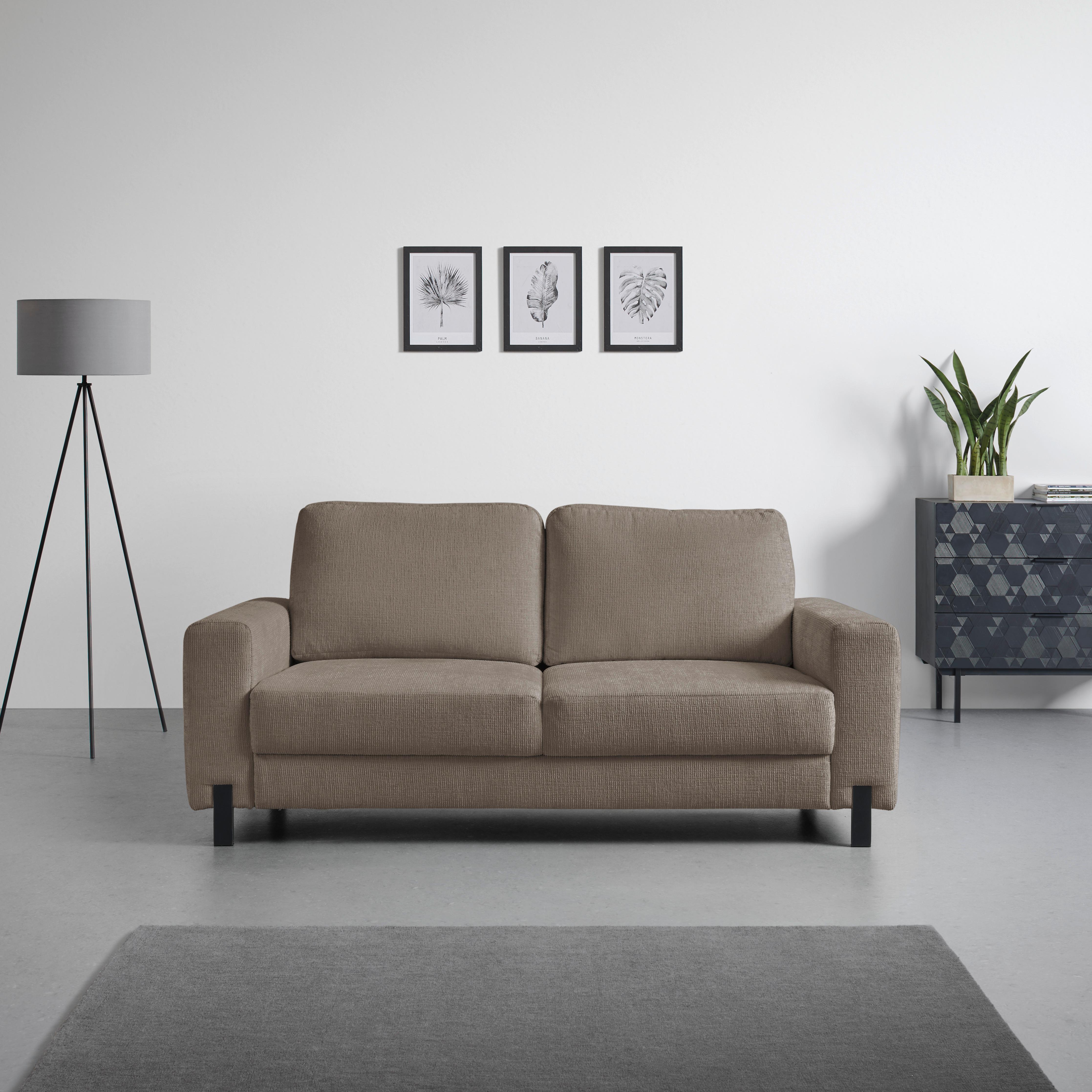 2-Sitzer-Sofa Piega Hellgrau - Hellgrau/Schwarz, MODERN, Textil/Metall (189/66-87/96cm) - Mömax
