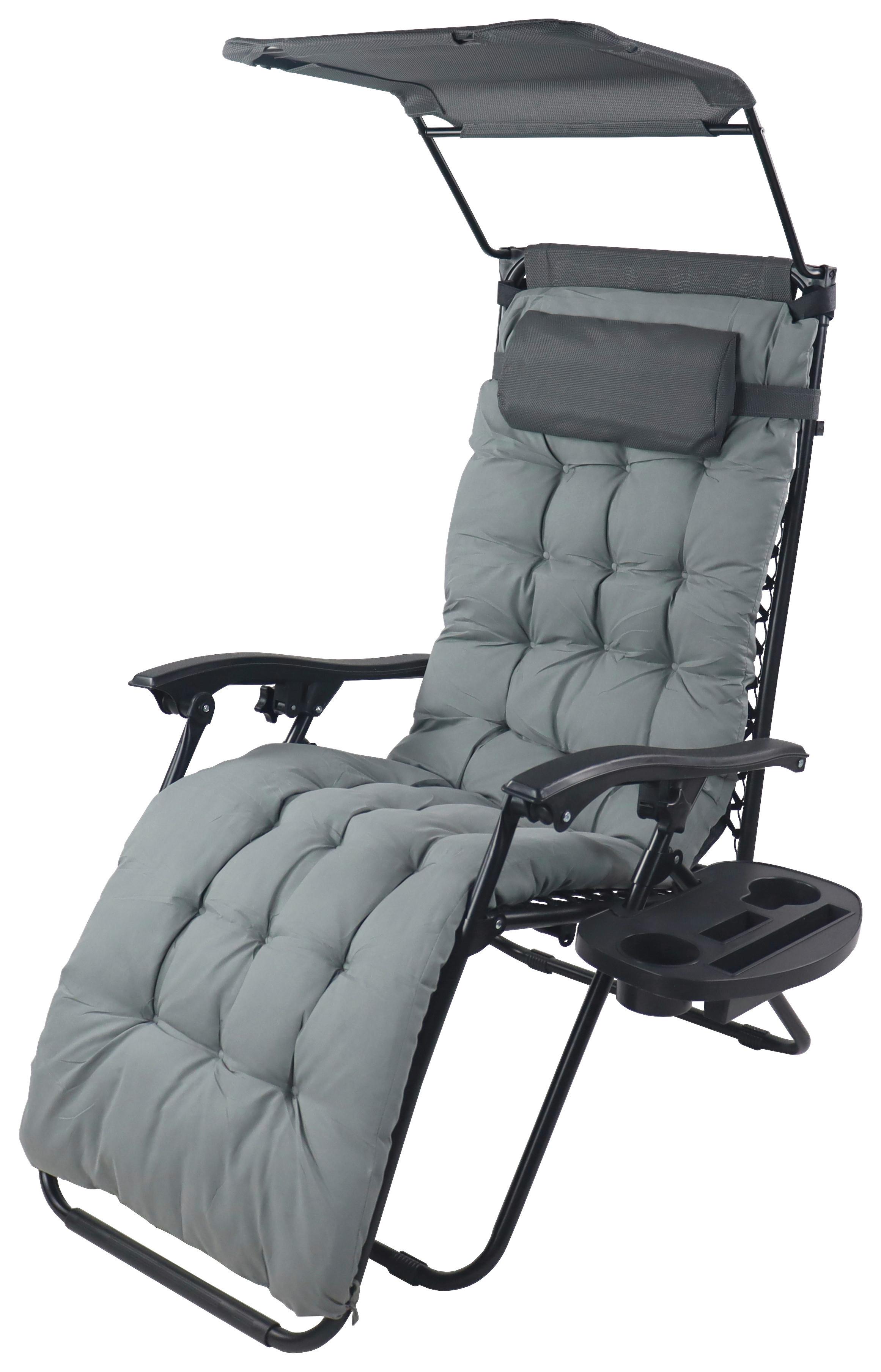 GARTENLIEGE MALTOSA XL - Hellgrau, Modern, Textil/Metall (64/133/91cm) - Gardenson