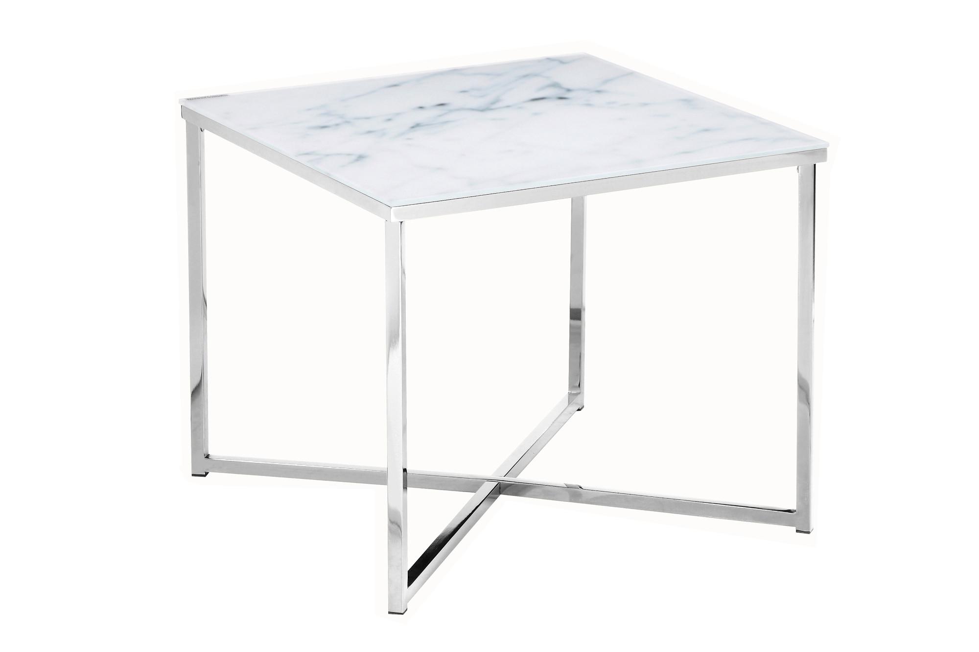 Mizica Marble, Bela - barve kroma/bela, Design, kovina/steklo (50/50/42cm) - Livetastic