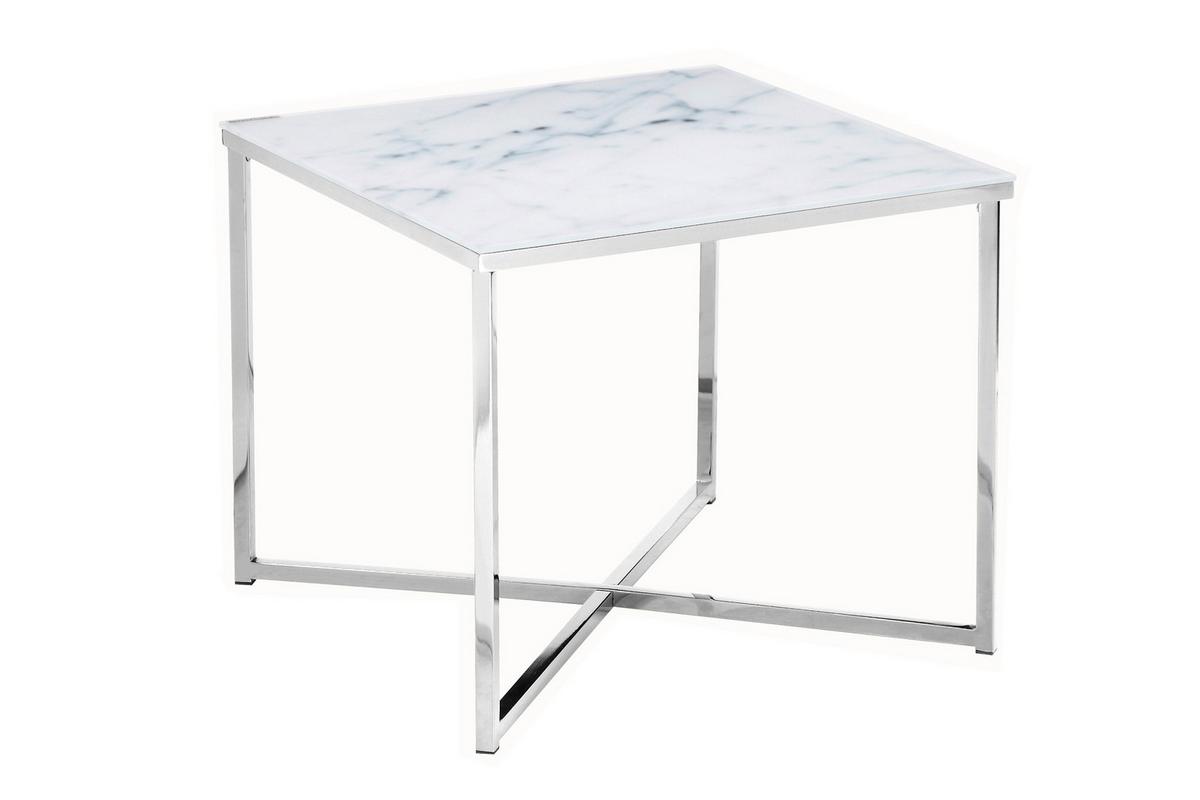 Mizica Marble, Bela - barve kroma/bela, Design, kovina/steklo (50/50/42cm) - Livetastic