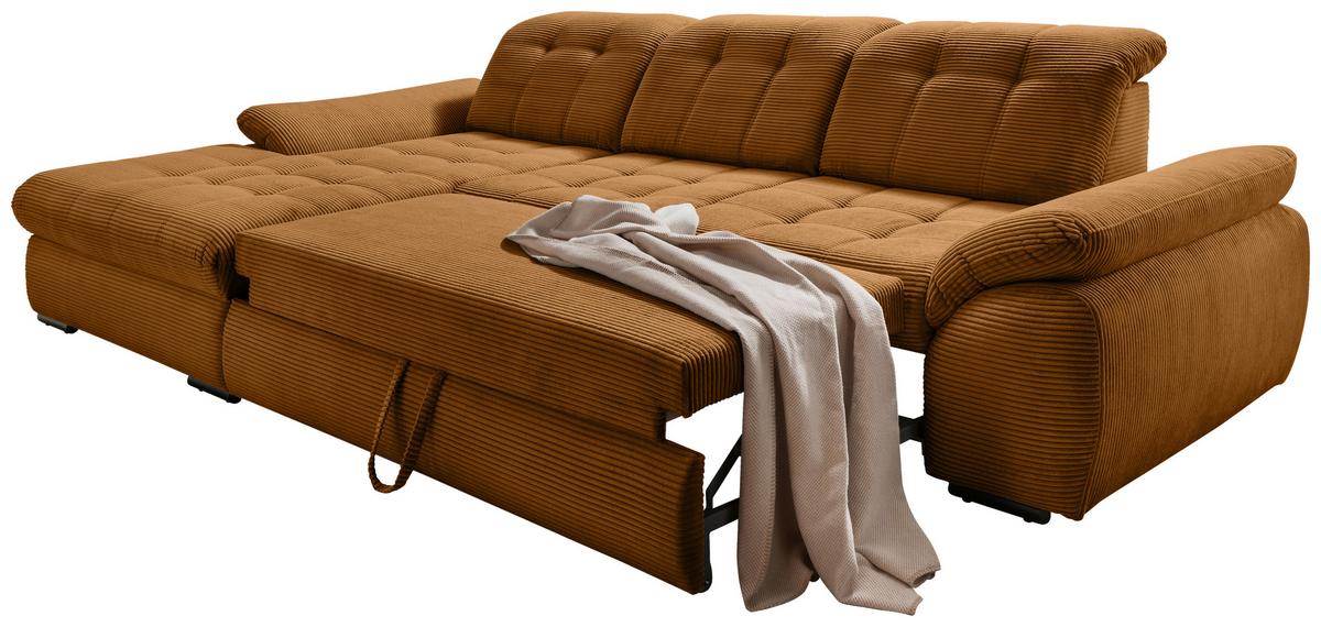 Ecksofa mit Bettkasten Rigatti ca. 184x314 cm Goldfarben - Goldfarben/Schwarz, MODERN, Textil/Metall (184/314cm) - Livetastic