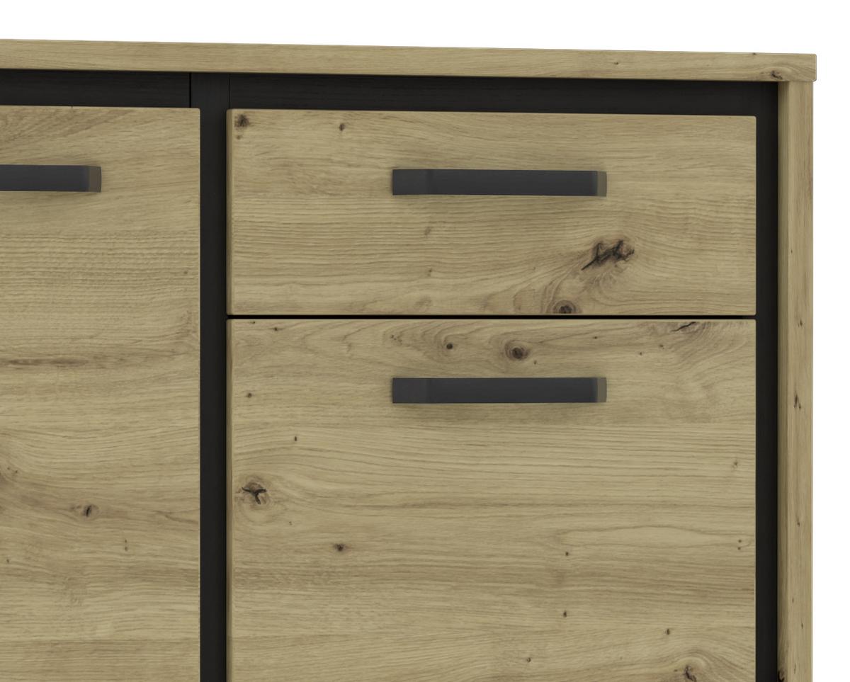 Kommode "Trondheim" , Schwarz, Eiche - Eichefarben/Schwarz, MODERN, Holzwerkstoff/Kunststoff (91,4/91,2/41,5cm) - MID.YOU