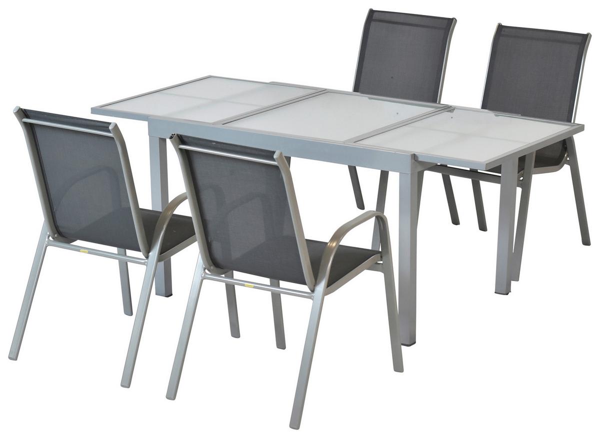 GARTENSET SORRENTO - Anthrazit/Silberfarben, MODERN, Textil/Metall - Gardenson