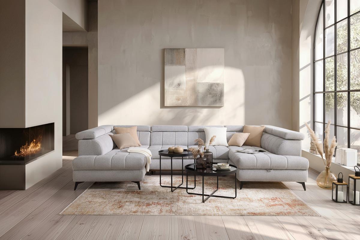 Kutna Garnitura Look - srebrne boje/crna, Moderno, drvo/metal (343/82-100/195cm) - Mömax