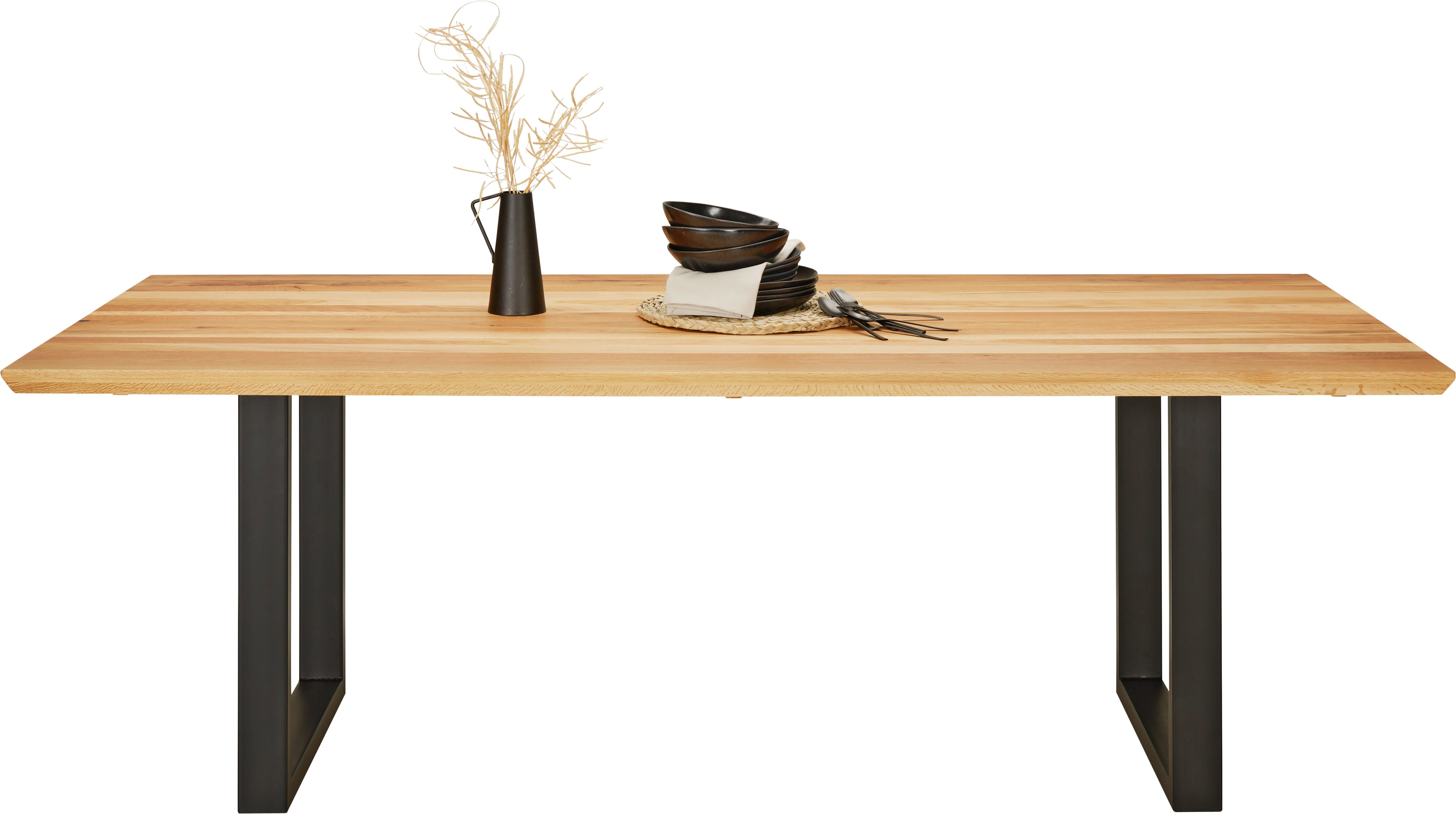 Esstisch Palais Eichefarben Echtholz ca. 160x90x77cm - Eichefarben/Schwarz, MODERN, Holz/Metall (160/90/77cm) - Premium Living