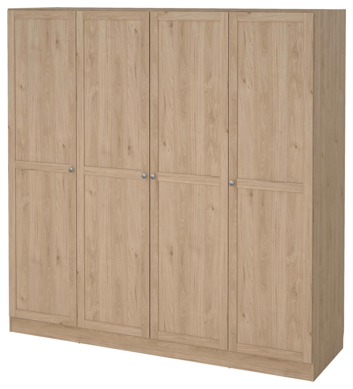 Omara S Klasičnimi Vrati Billund, Barva Hrasta - srebrne barve/barve hrasta, Moderno, kovina/leseni material (195,5/200/61,7cm) - MID.YOU