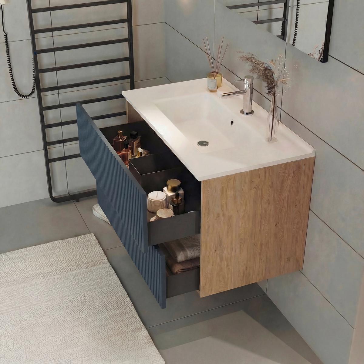 Element Ispod Umivaonika Eva - plava/divlji hrast, Moderno, drvni materijal (60/51/46cm)