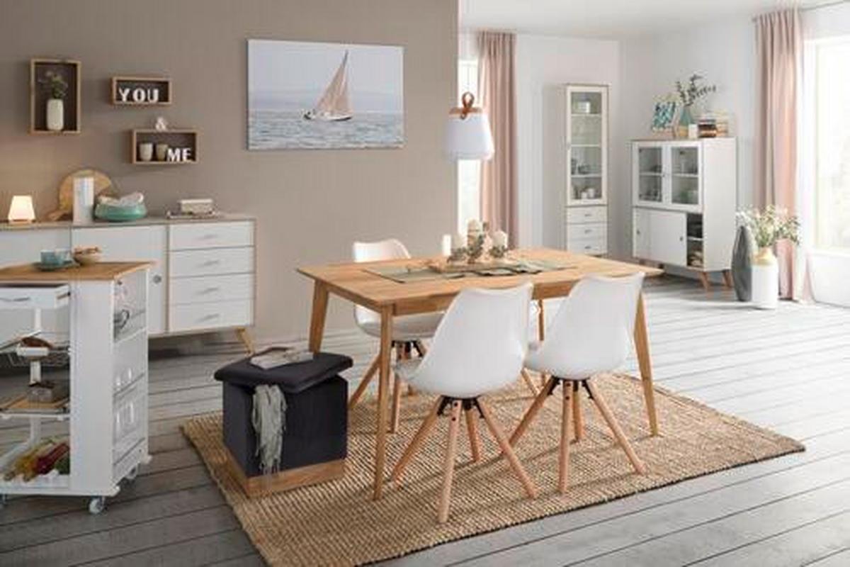 Highboard in Weiss - Weiss/Silberfarben, Modern, Glas/Holzwerkstoff ( 101/146,20/40cm) - Mömax