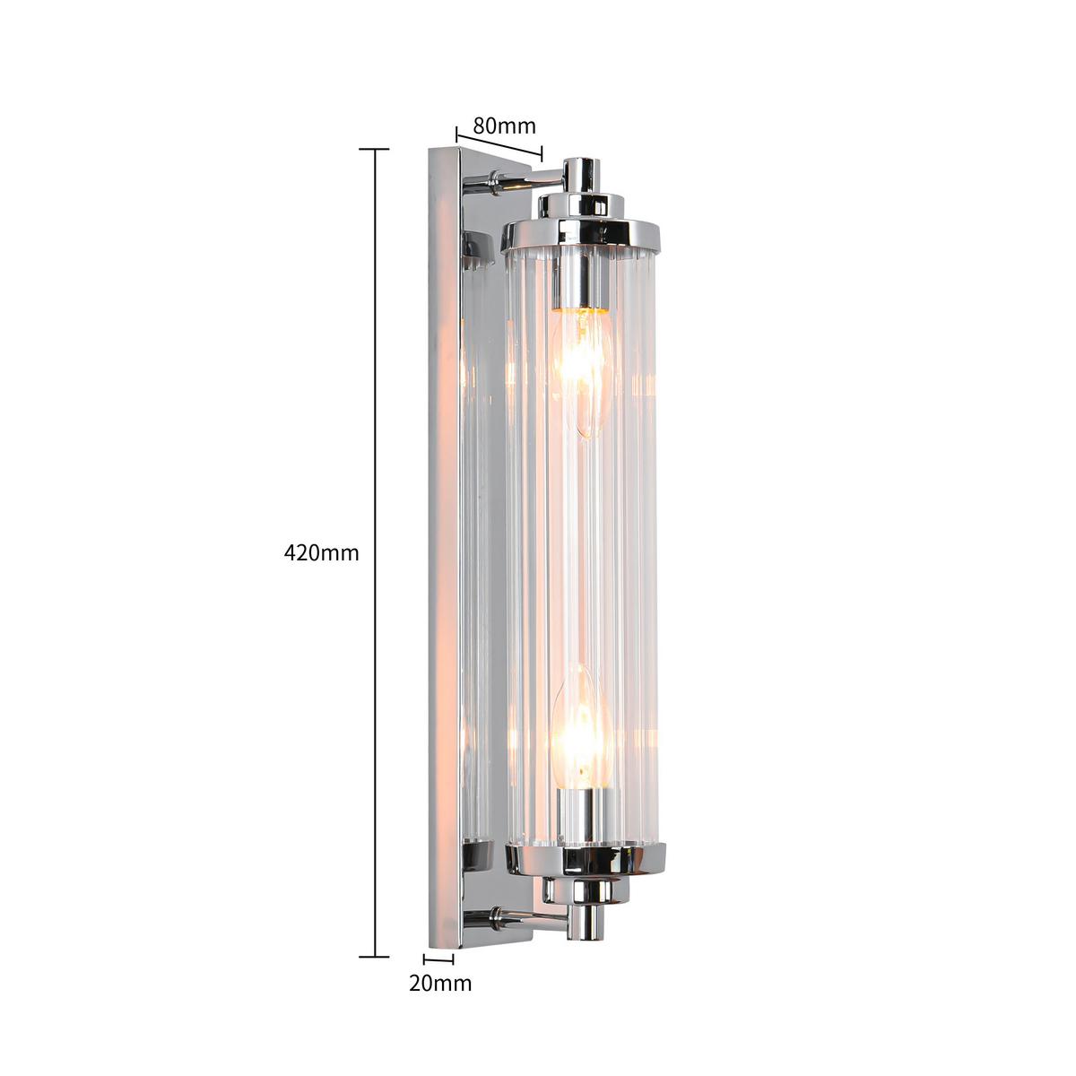 Wandleuchte Lp-2960/1w Ch Lorenzo - Chromfarben, Konventionell, Glas (42/10/8cm)