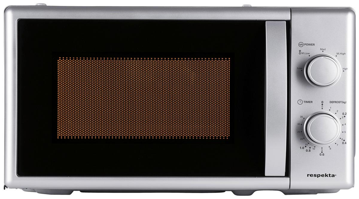 Einbaumikrowelle Palmina ca. 45,2/30,6/26,2 cm Edelstahl - Edelstahlfarben, Trend, Glas/Kunststoff (45,2/30,6/26,2cm) - Respekta