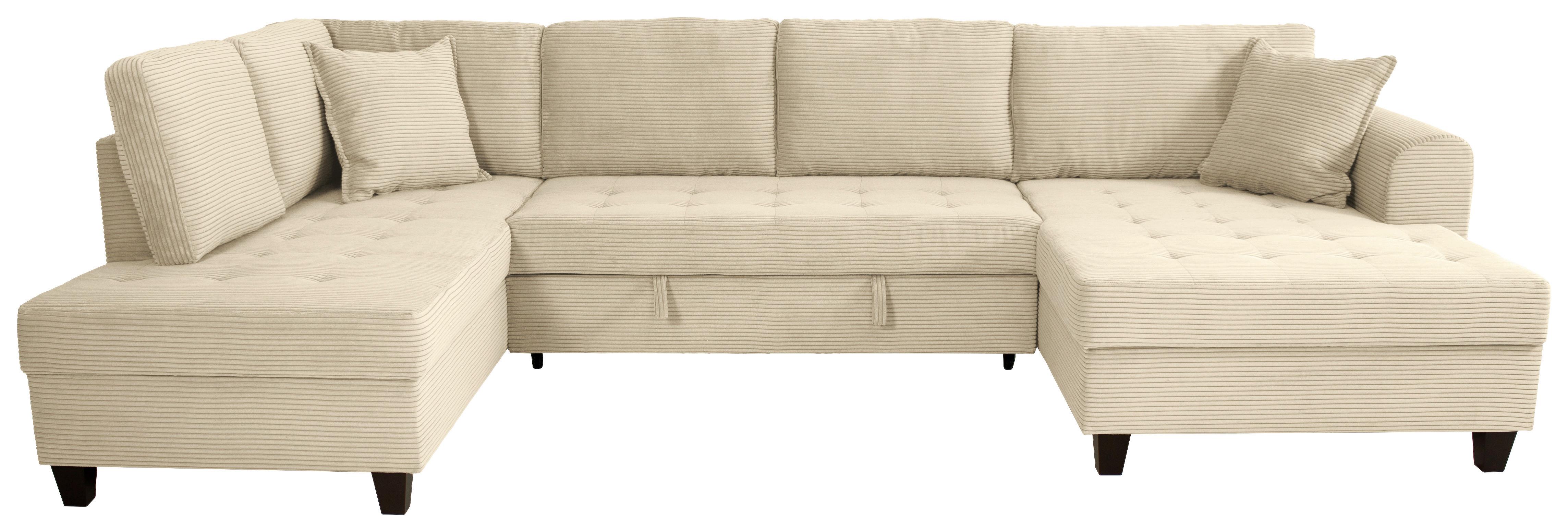 Kutna Garnitura Moritz - krem, Trend, tekstil (178/324/155cm)