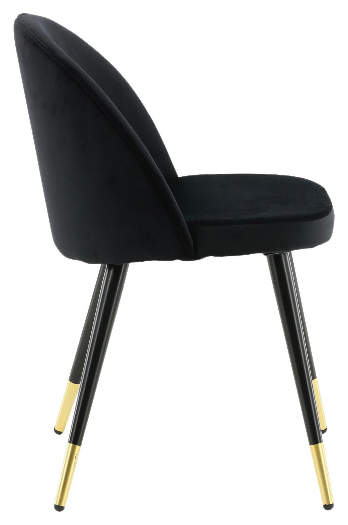 STUHL-SET VELVET - Messingfarben/Schwarz, Design, Textil/Metall (57/76.5/50cm) - Livetastic