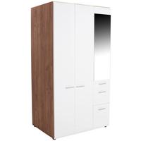 Omara Za Oblačila Avensis New, Bela, Temni Hrast, Ogledalo - barve hrasta/bela, Konvencionalno, umetna masa/leseni material (120/205,7cm) - Mömax