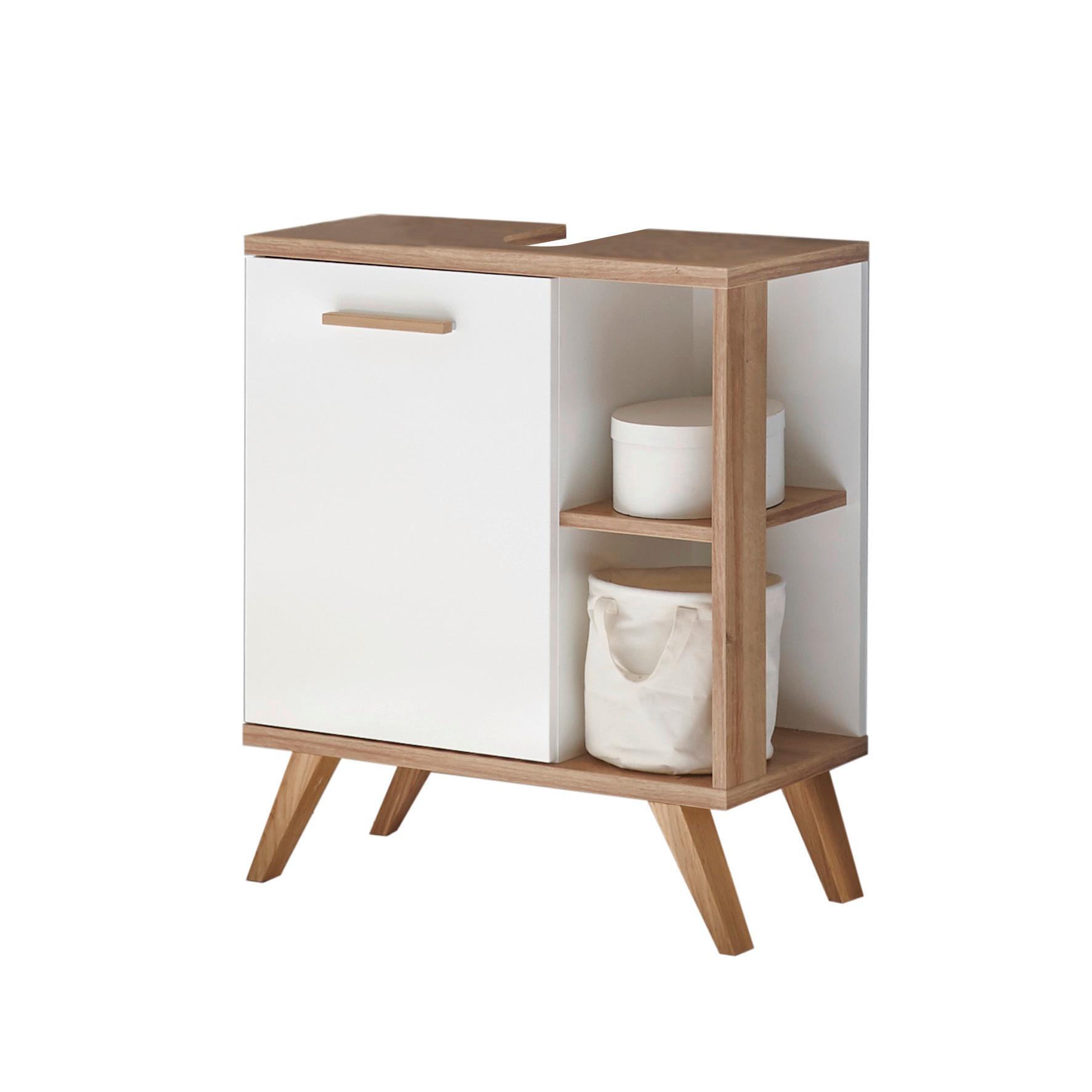 SZAFKA POD UMYWALKĘ NOVENTA  -TOP- - kolor dębowy/biały, Konventionell, materiał drewnopochodny (60,5/65,0/33,0cm) - Xora