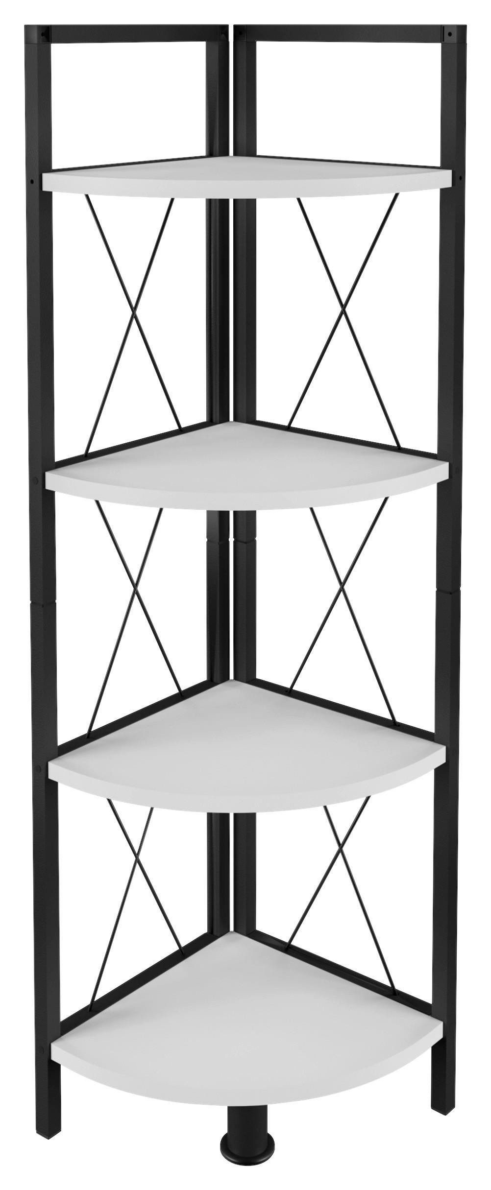 Kotni Regal Insasi 4, Bela, Črna - črna/bela, Design, kovina/leseni material (34/123/34cm) - MID.YOU
