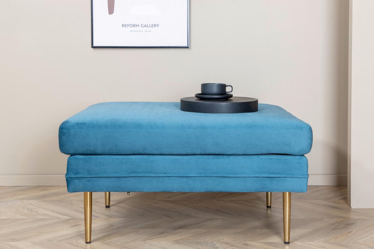 HOCKER BOOM - Blau/Goldfarben, Design, Kunststoff/Textil (90/49/70cm) - Livetastic