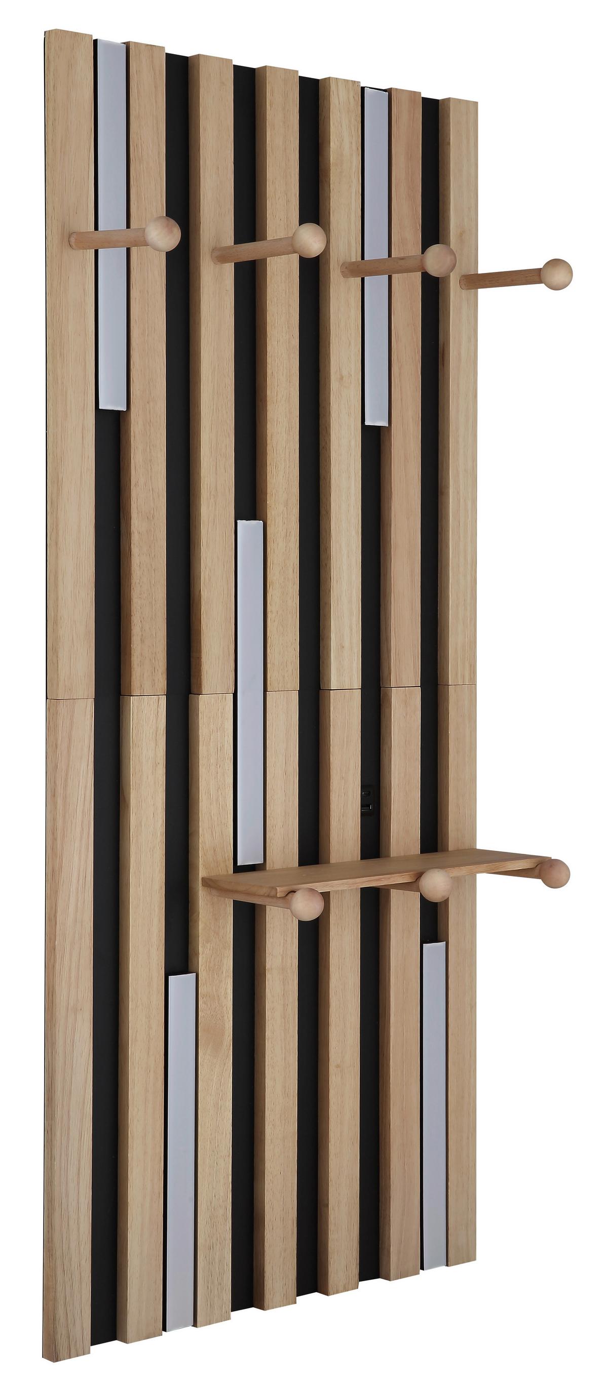 LED-WANDLEUCHTE 78413 DUANE - Weiss/Schwarz, Natur, Holz/Kunststoff (50/110cm) - Globo