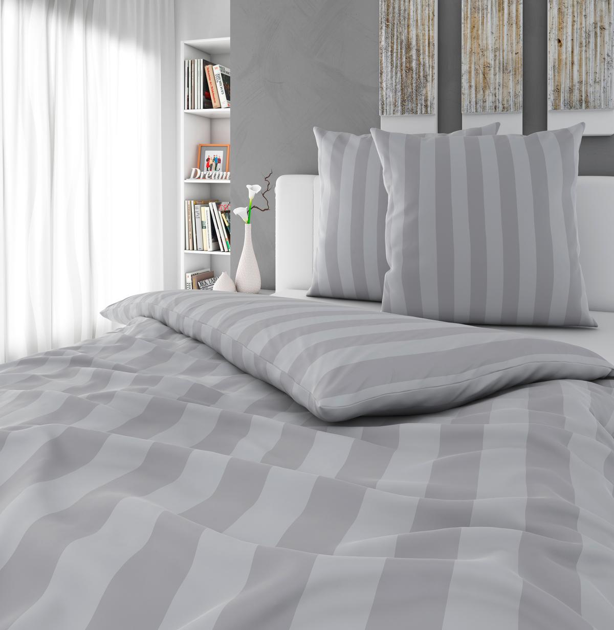 POŚCIEL DOBBY - kolor srebrny, Konventionell, tkanina (200/200cm) - Novel