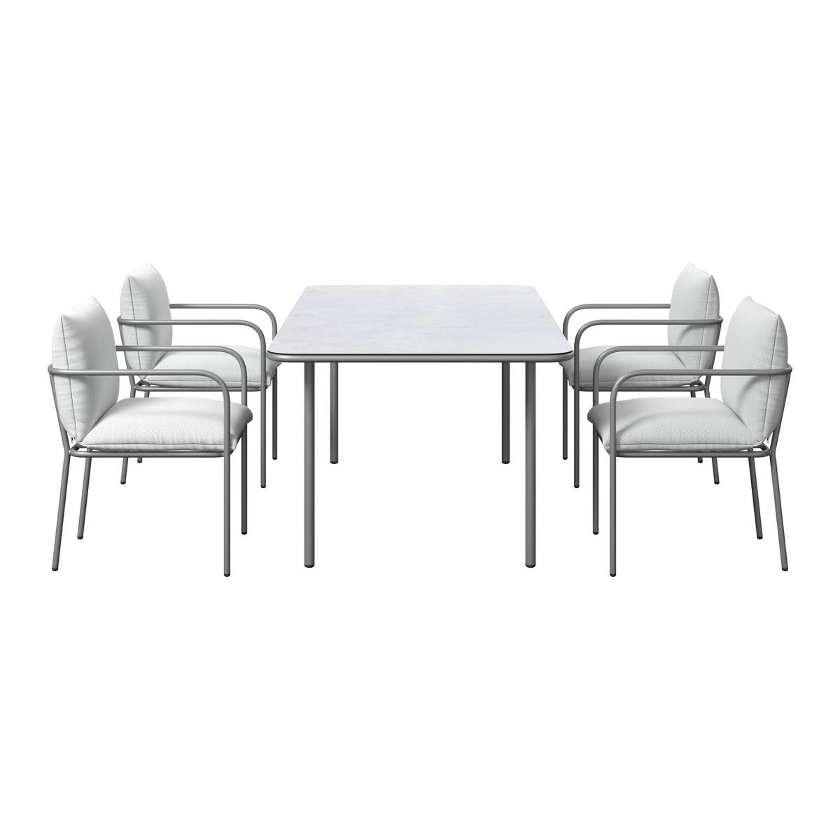 Gartentischgruppe Kanada Creme/Hellgrau - Creme/Hellgrau, MODERN, Glas/Textil