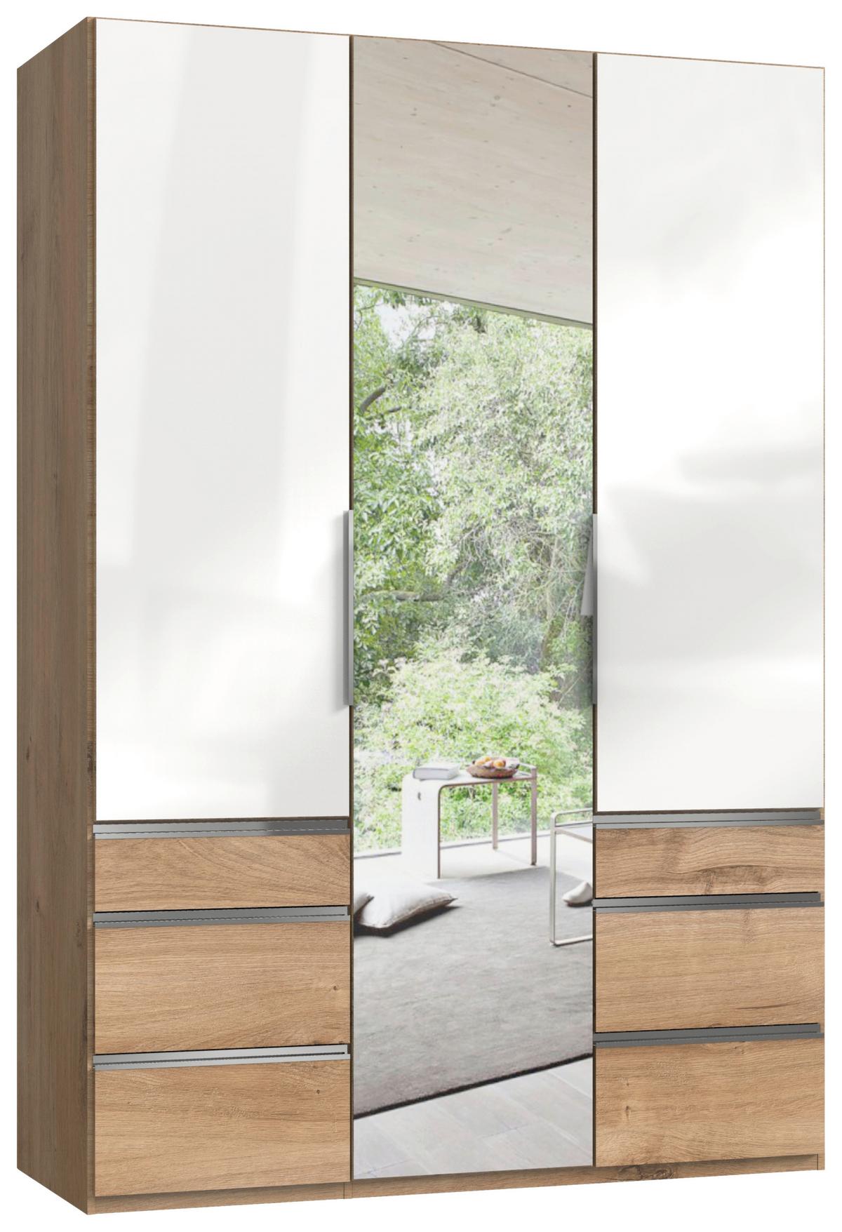 Ormar S Klasičnim Vratima Level 36 D - boje hrasta/bijela visoki sjaj, Moderno, drvni materijal/metal (150/216/58cm) - Modern Living