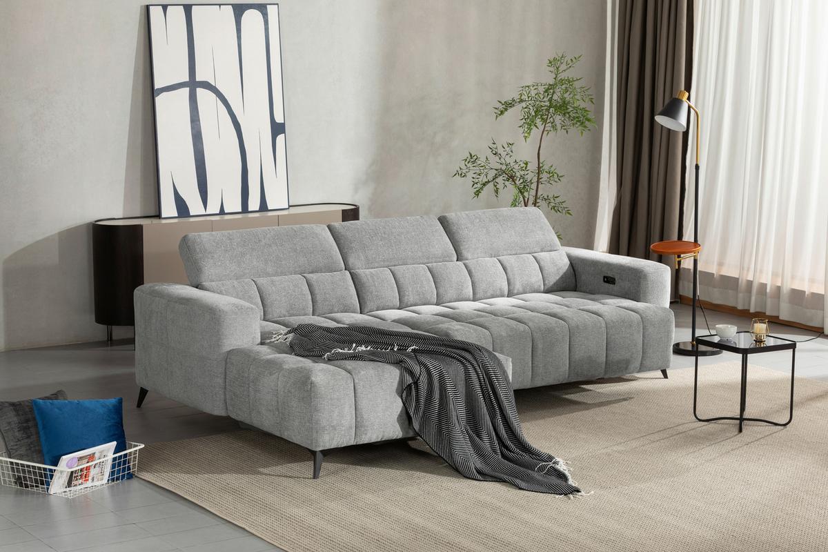Wohnlandschaft Melbourne Grau - Schwarz/Grau, Modern, Holz/Textil (182/285cm) - Mömax