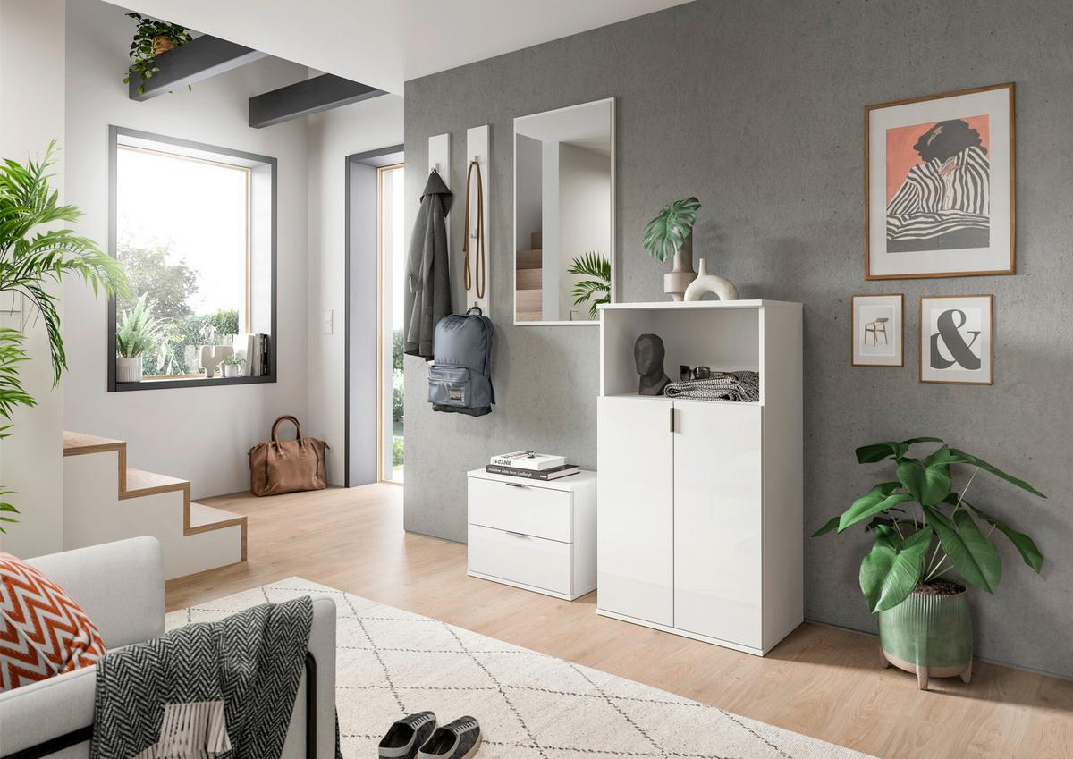 Garderobe Projekt X 5-tlg. Weiß - Weiß Hochglanz/Weiß, Design, Holzwerkstoff (179/193/37cm) - Livetastic