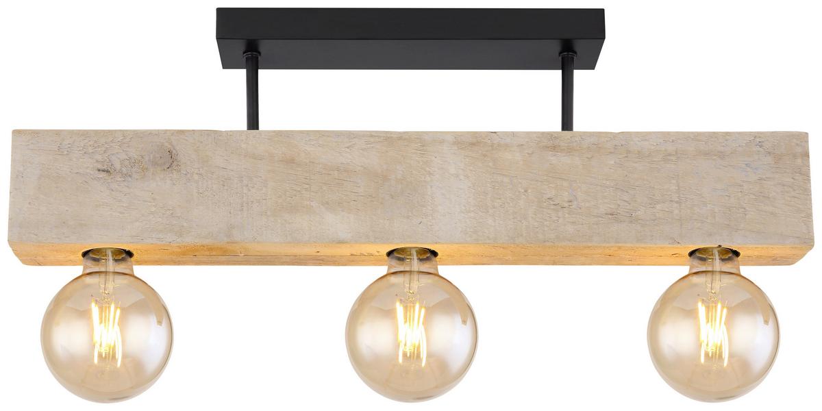 Deckenleuchte Adalie max. 60 Watt - Dunkelbraun/Schwarz, Natur, Holz/Metall (60/6/19cm) - Globo