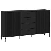 Široka Komoda Lusaka, Črna - črna, Trend, kovina/leseni material (150/87/40cm)