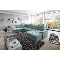 Wohnlandschaft Zira Mintgrün Nylon/Mikrofaser - Chromfarben/Mintgrün, Design, Kunststoff/Textil (212/330/169cm) - Livetastic