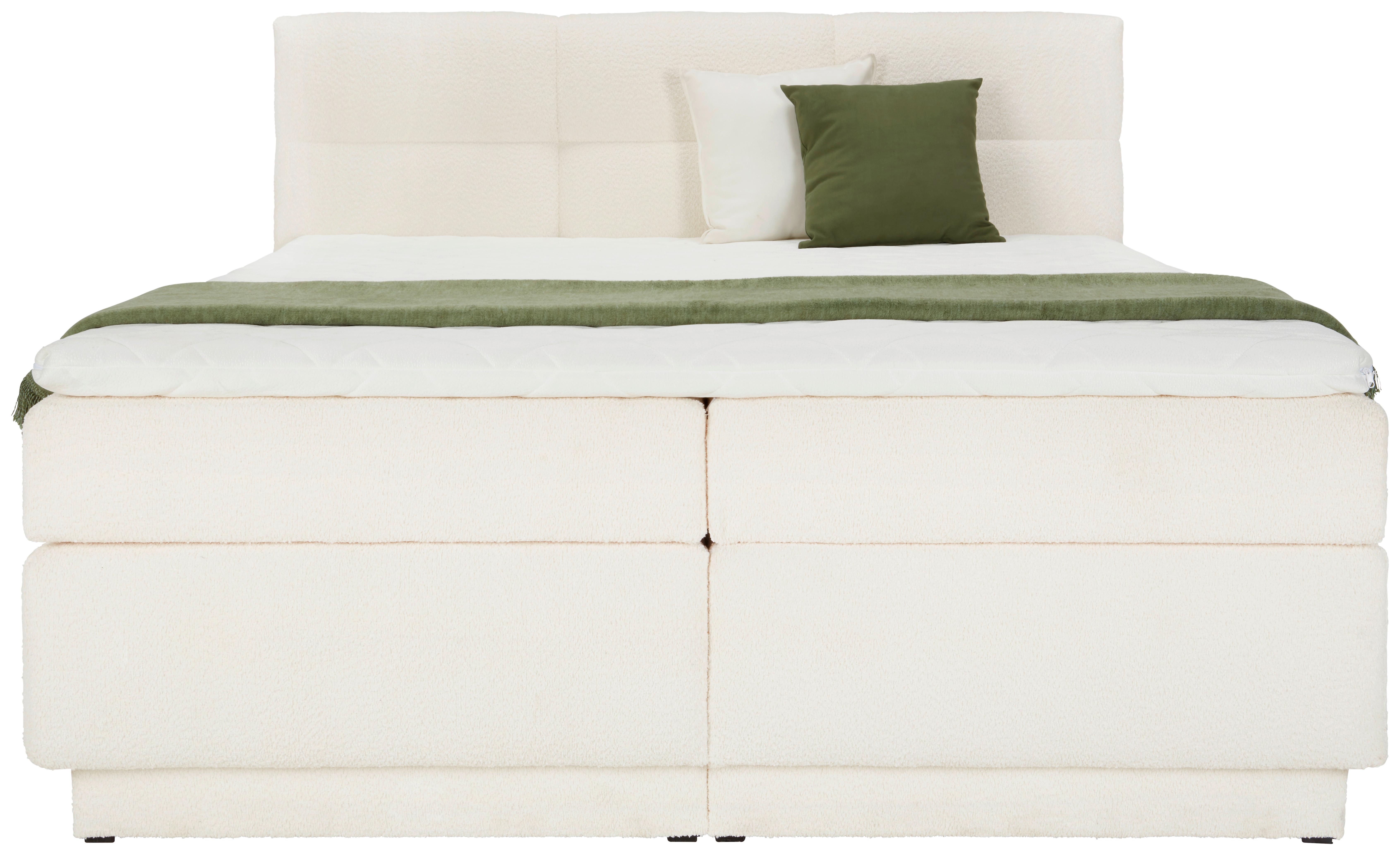 Boxspringbett in Weiss ca. 160x200cm - Weiss/Schwarz, Konventionell, Textil (160/200cm) - Premium Living