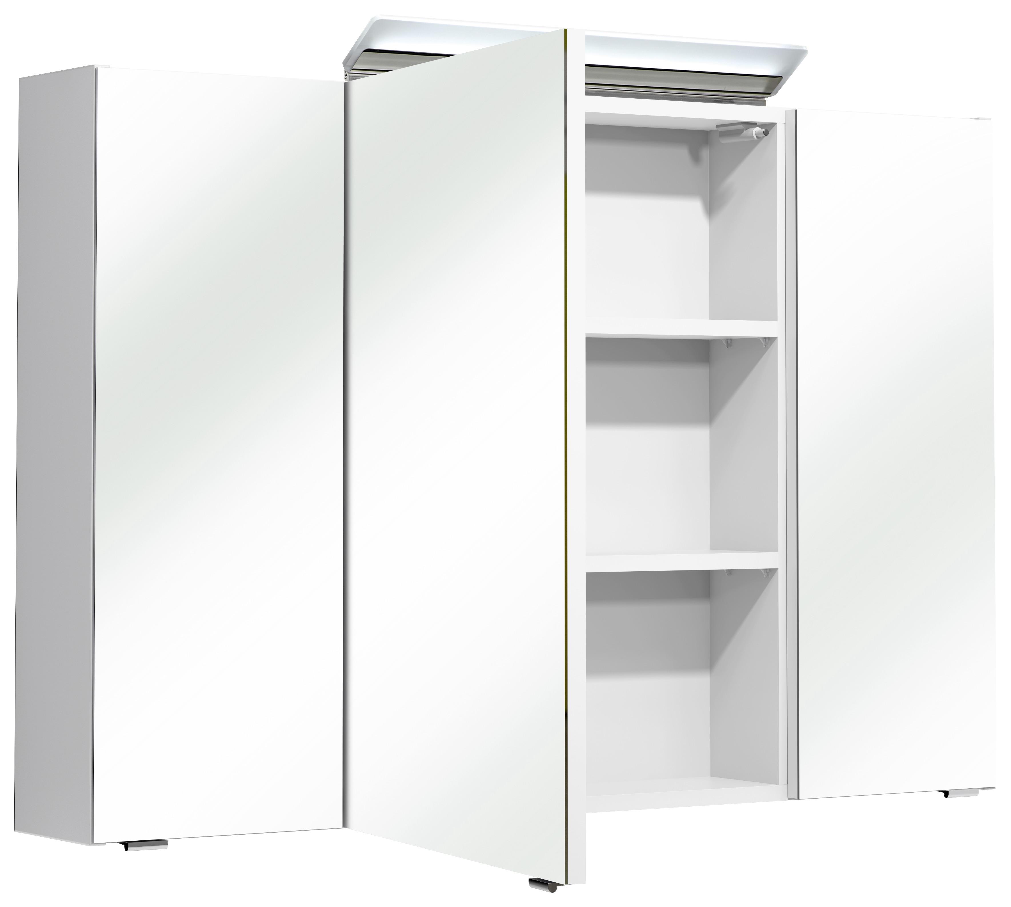 Tükrös Szekrény Filo Weiss - króm/fehér, Modern, faalapú anyag/Üveg (105/70/16cm)