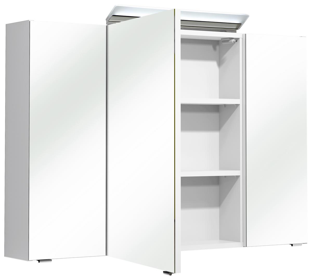 Tükrös Szekrény Filo Weiss - krómszínű/fehér, Modern, faalapú anyag/Üveg (105/70/16cm)
