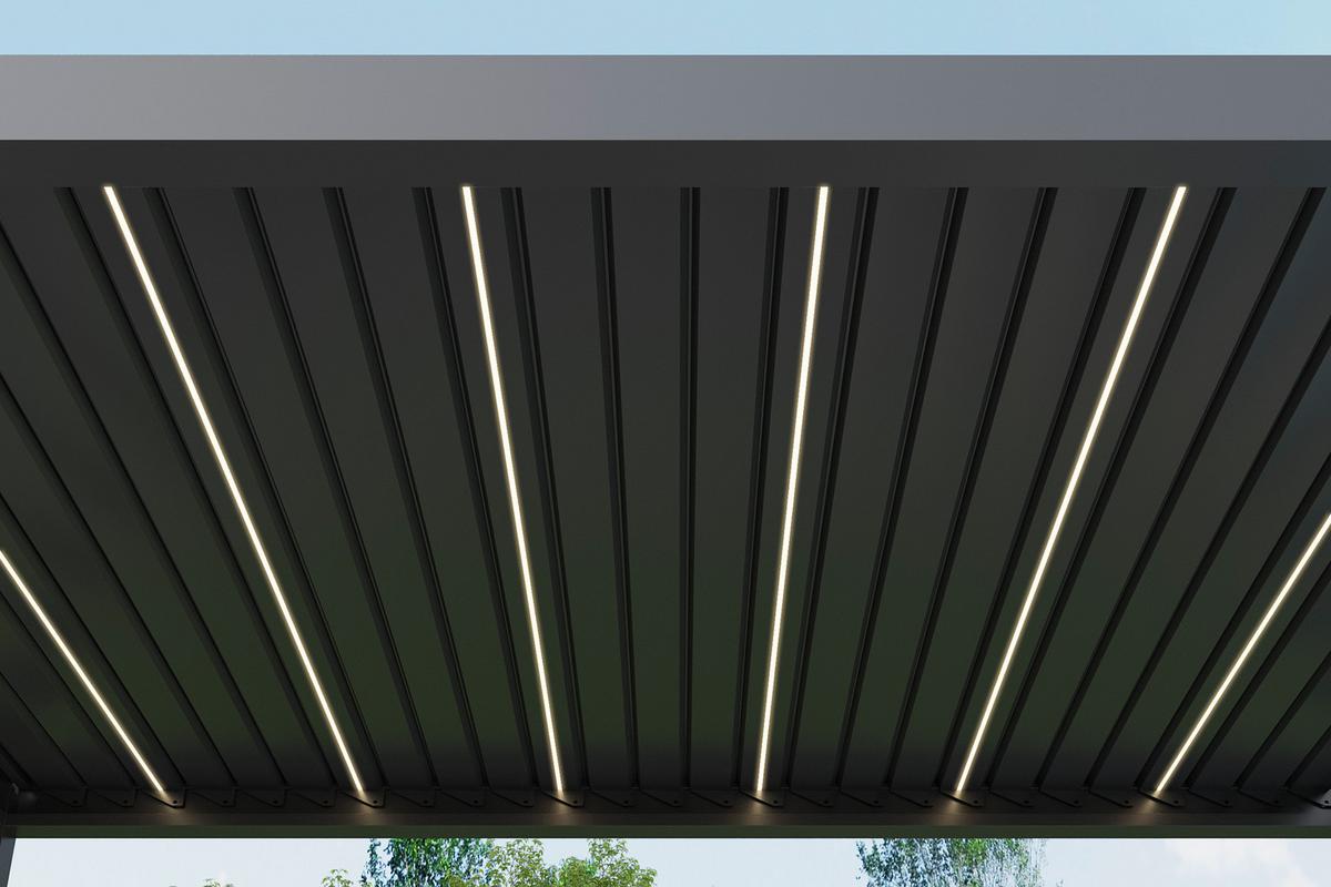 Pergola Core Anthrazit mit LED - Anthrazit, Basics, Metall (393/250/300,2cm) - Gardenson