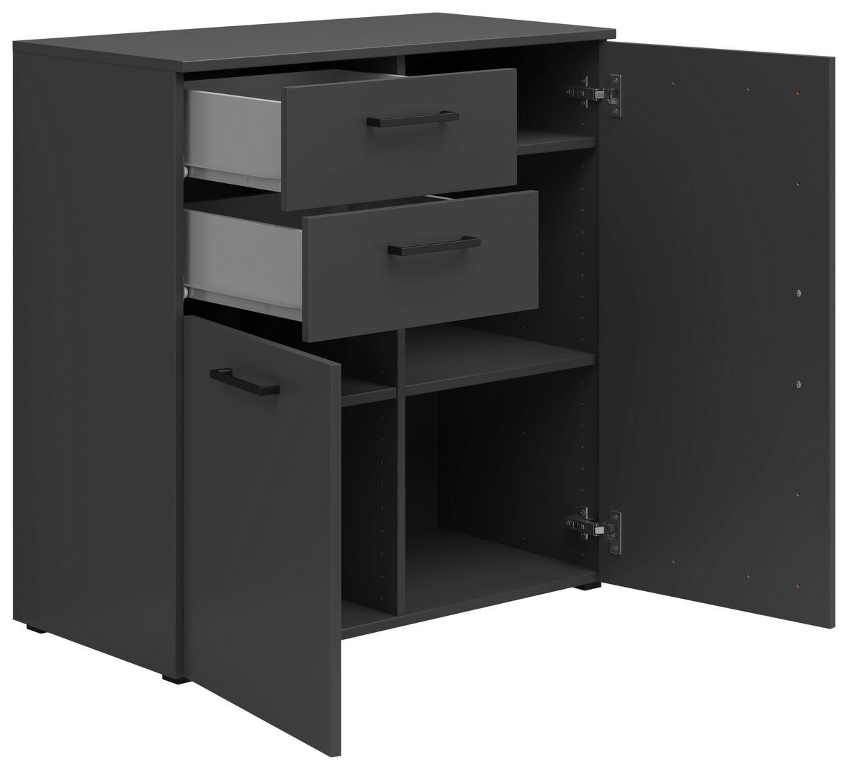 Kommode Multistauraum Graphitfarben - Anthrazit/Graphitfarben, MODERN, Holzwerkstoff/Kunststoff (80/83/40cm) - Mömax