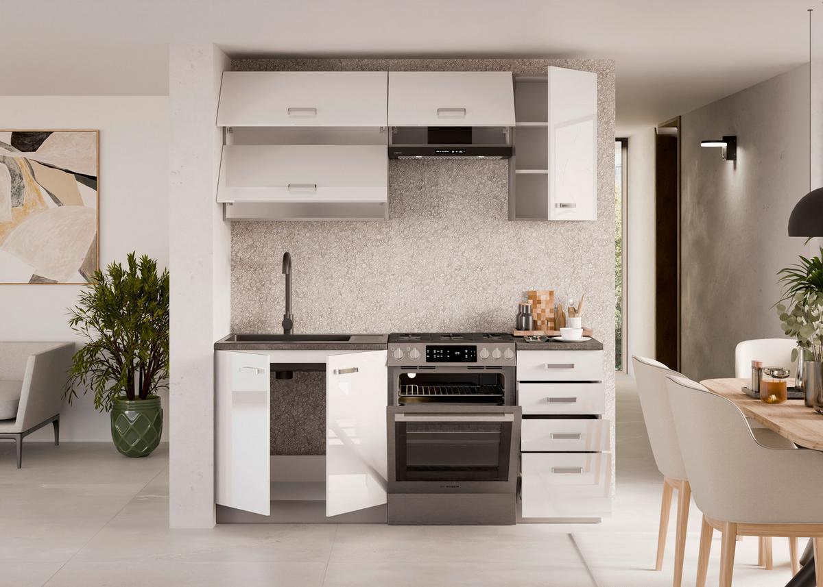 Blok Kuhinja Bianca - boja hroma/siva, Moderno, metal/pločasti materijal (180/214/60cm) - Modern Living