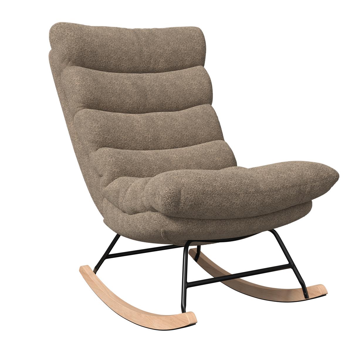 Schaukelsessel Devin Braun Webstoff - Hellbraun/Naturfarben, MODERN, Holz/Textil (70/100/106cm)