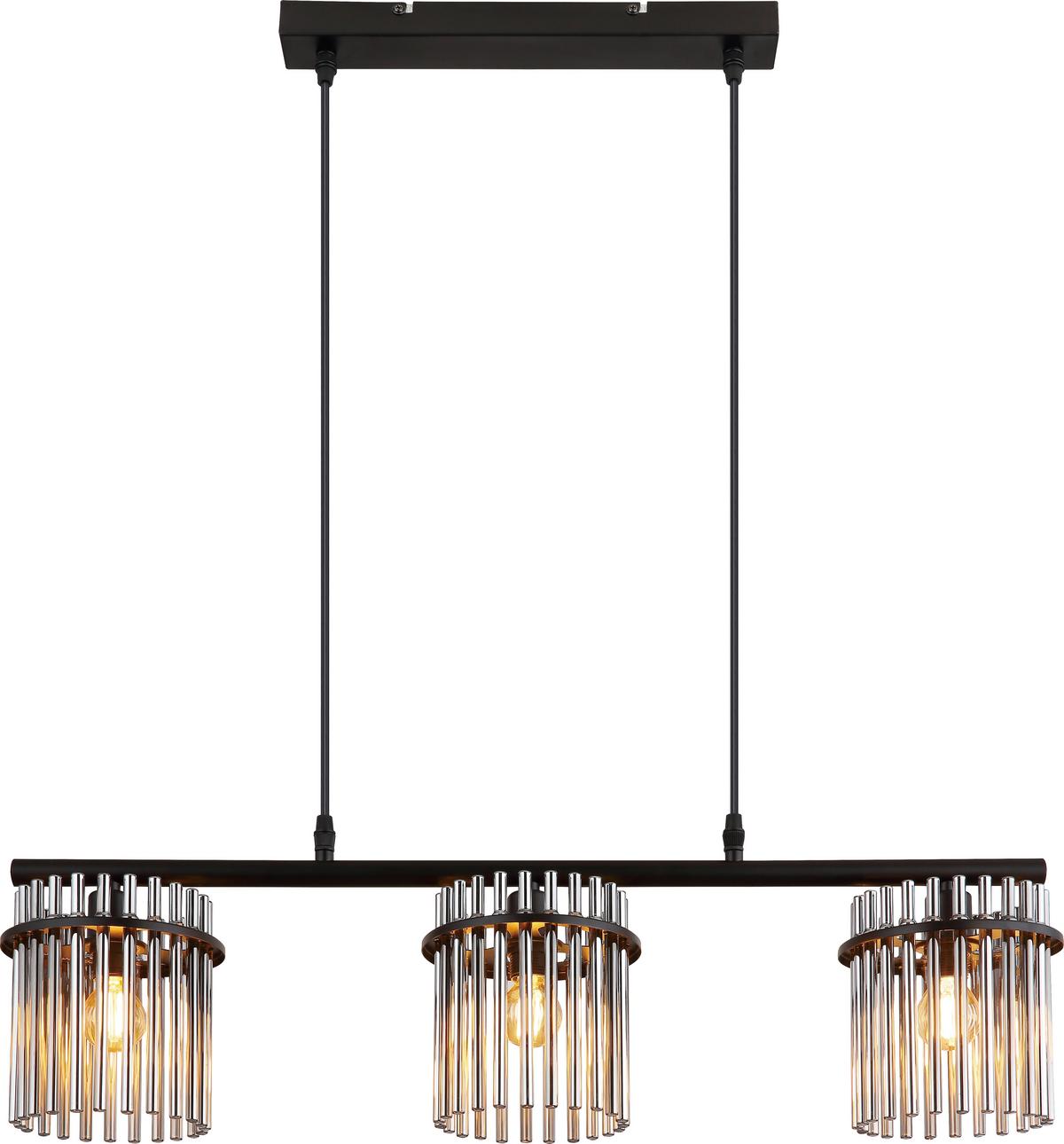 Függőlámpa Neri - fekete, Modern, Üveg/fém (72/15/140cm) - Modern Living