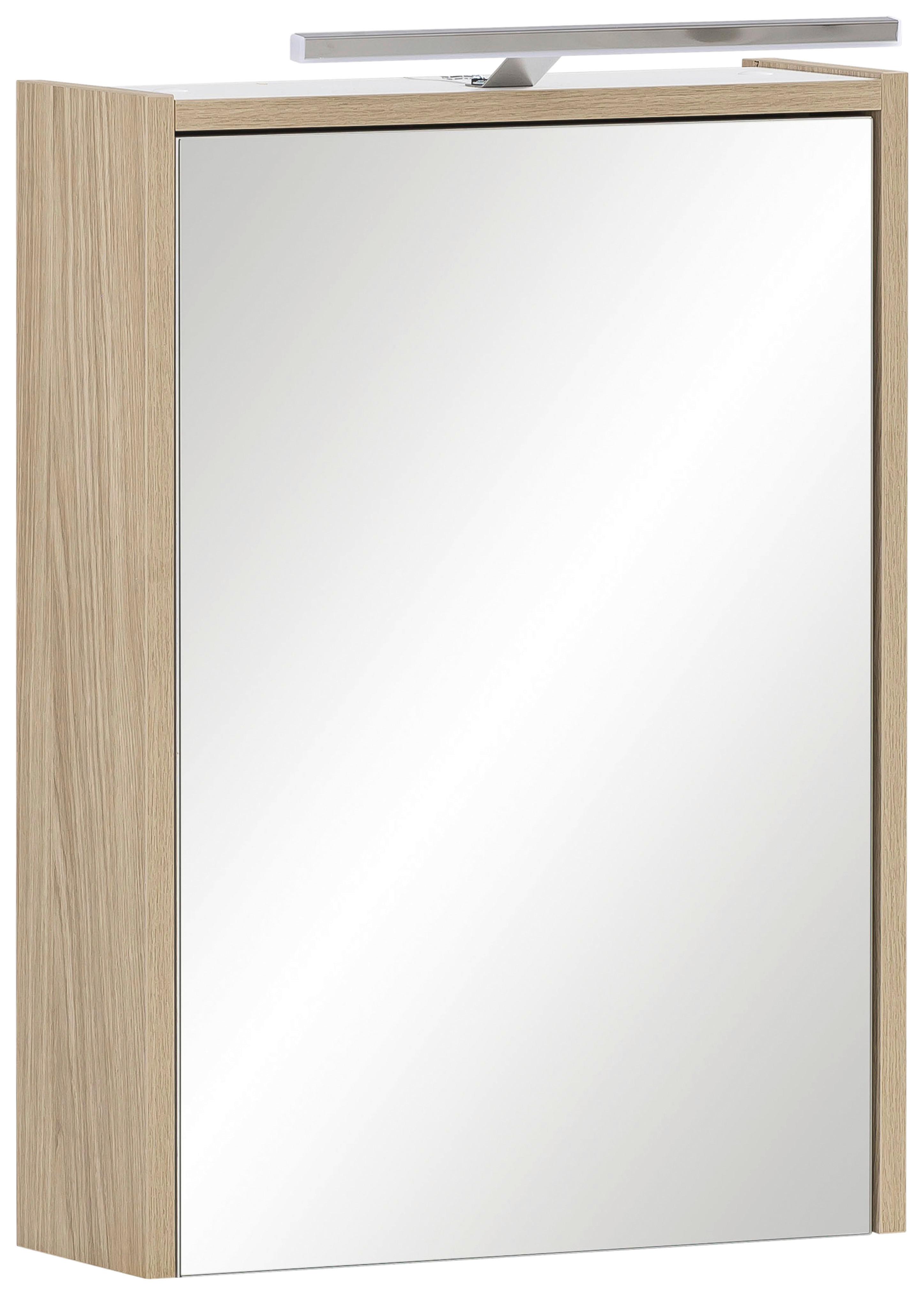 Spiegelschrank Flag Eiche mit LED 1-türig - MODERN, Glas/Holzwerkstoff (43,5/64/16cm) - MID.YOU