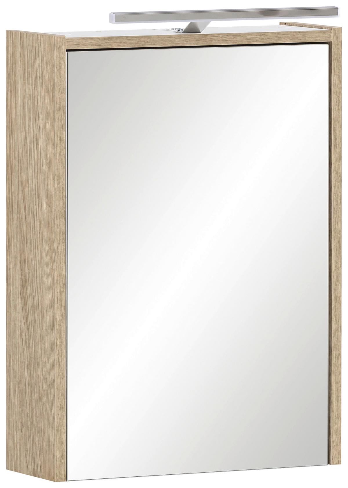 Spiegelschrank Flag Eiche mit LED 1-türig - MODERN, Glas/Holzwerkstoff (43,5/64/16cm) - MID.YOU