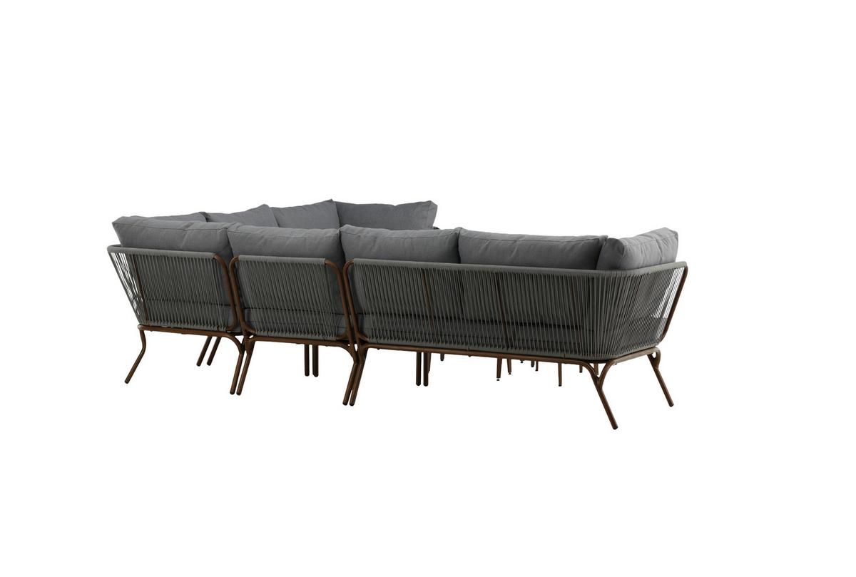 Dining-Loungeset Roxo ca. 283x221 cm Grau - Braun/Grau, KONVENTIONELL, Textil/Metall - Gardenson