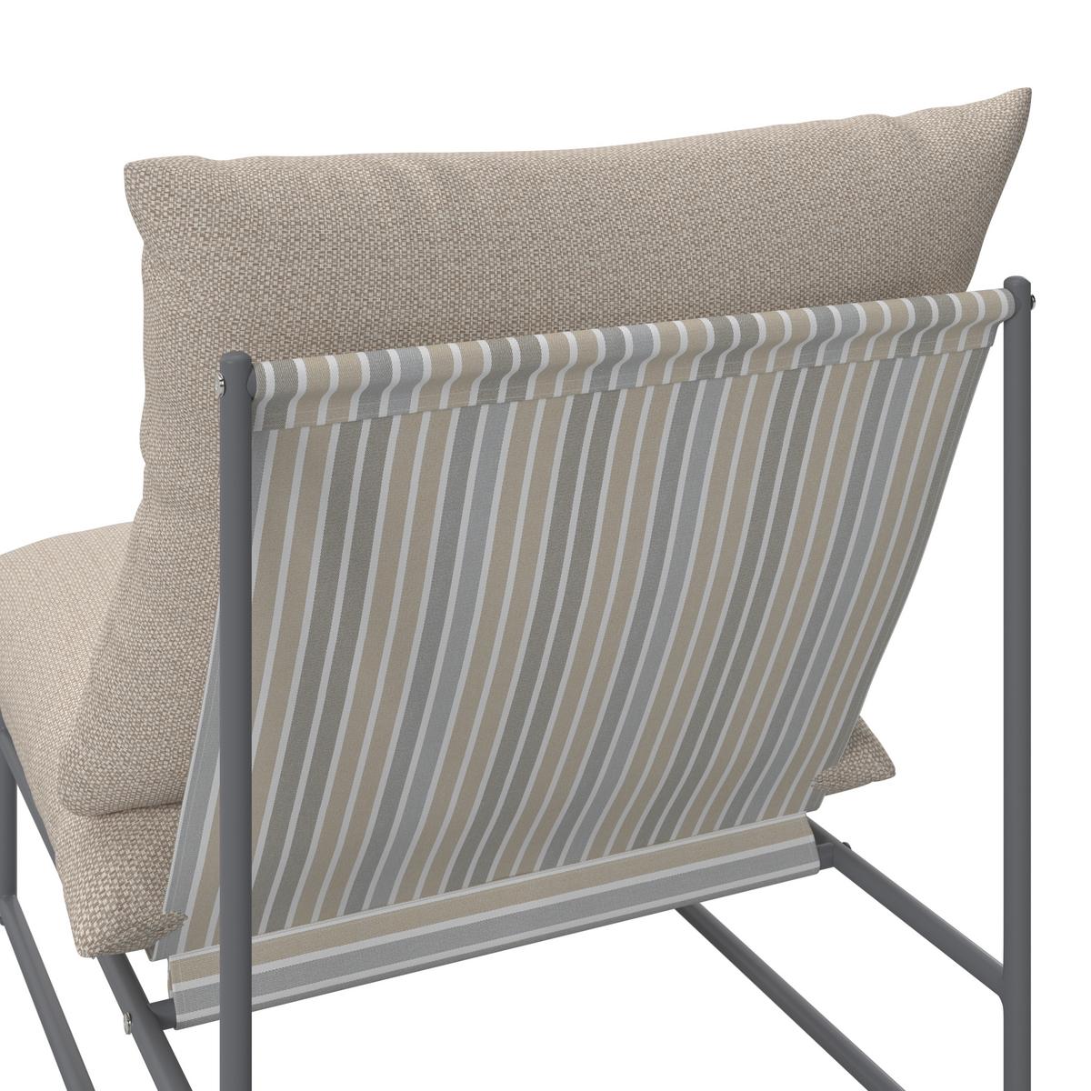 Loungegarnitur Lino creme Textil, Metall inkl. Abdeckung - Dunkelgrau/Multicolor, Modern, Glas/Textil - Bessagi Garden