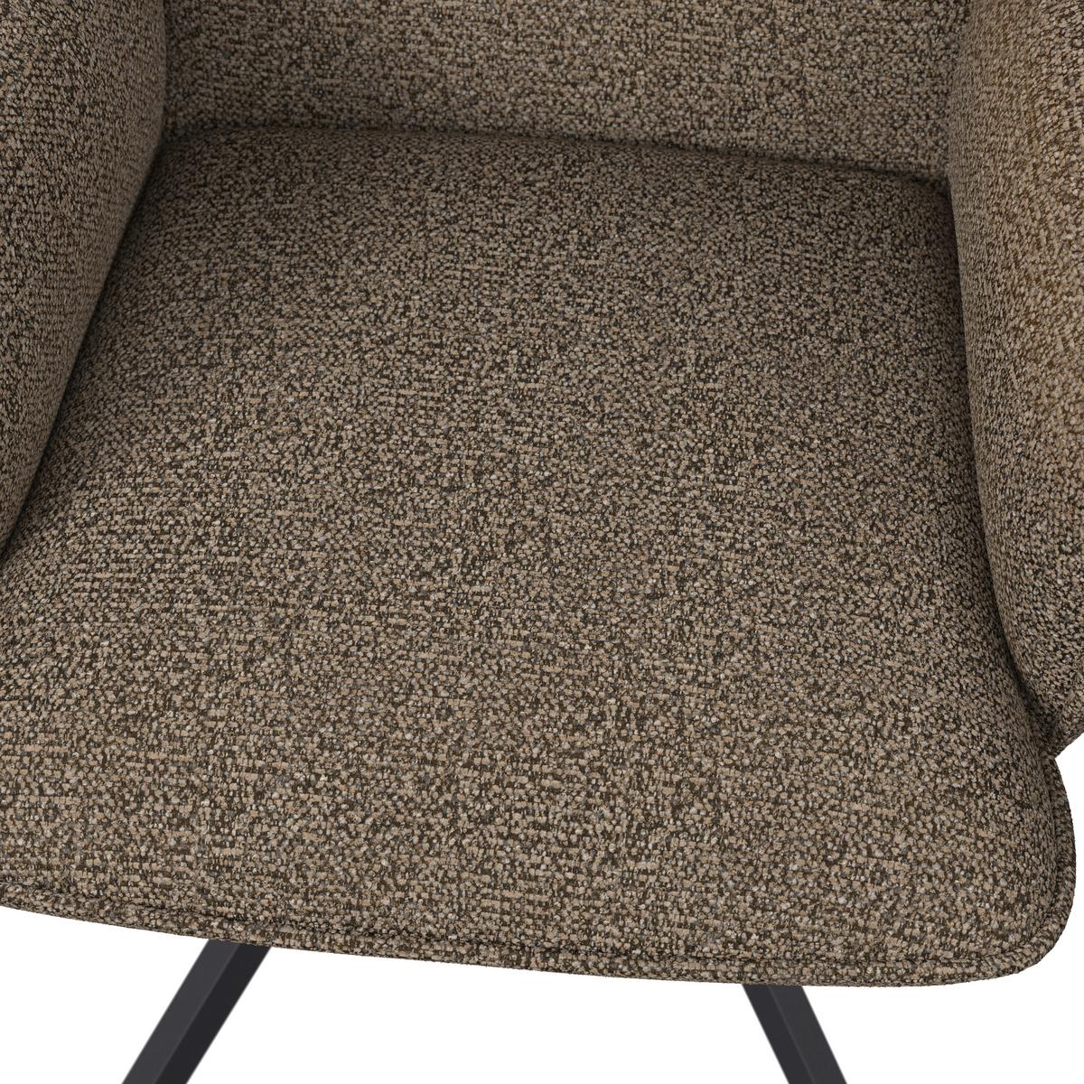 Armlehnstuhl Tess Braun Chenille Drehbar Gepolstert - Schwarz/Braun, MODERN, Holz/Textil (64/90/63cm) - Bessagi Home