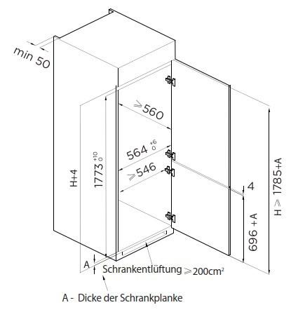 Kühl-Gefrier-Kombination EKMBMFNFE Schlepptürtechnik - Weiß, Basics, Glas/Kunststoff (54,0/178,5/51,0cm) - Mican