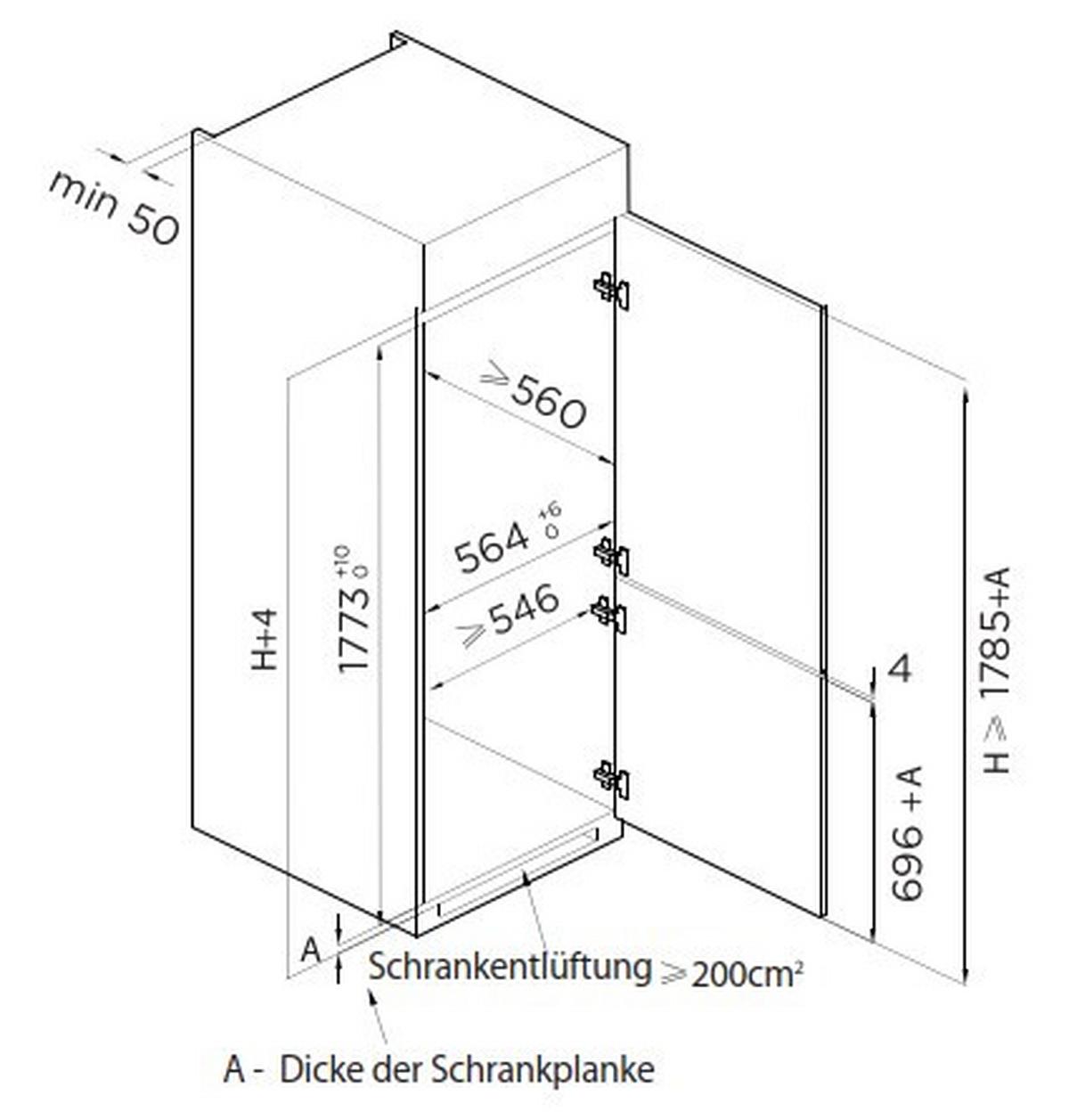 Kühl-Gefrier-Kombination EKMBMFNFE Schlepptürtechnik - Weiß, Basics, Glas/Kunststoff (54,0/178,5/51,0cm) - Mican