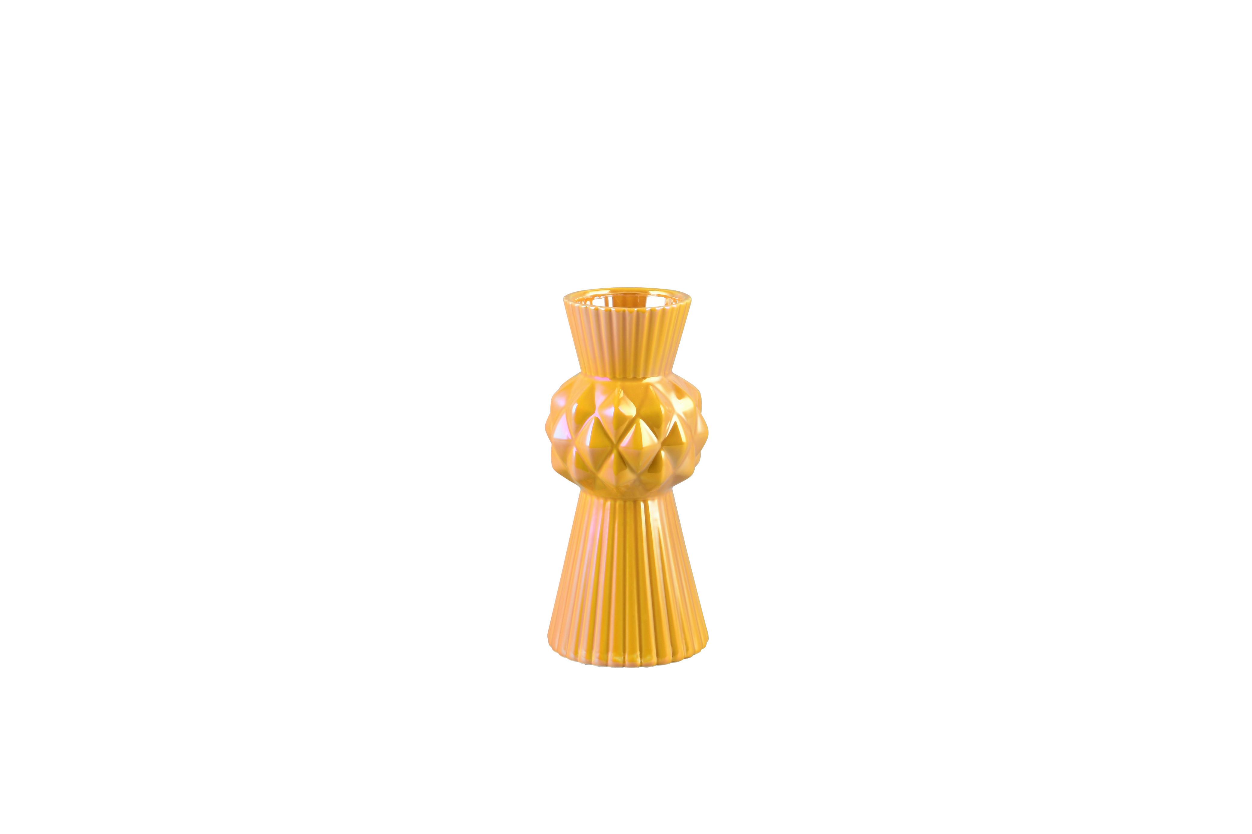 Dekovase Voro Gelb - Gelb, Basics, Keramik (13/13/28,5cm)