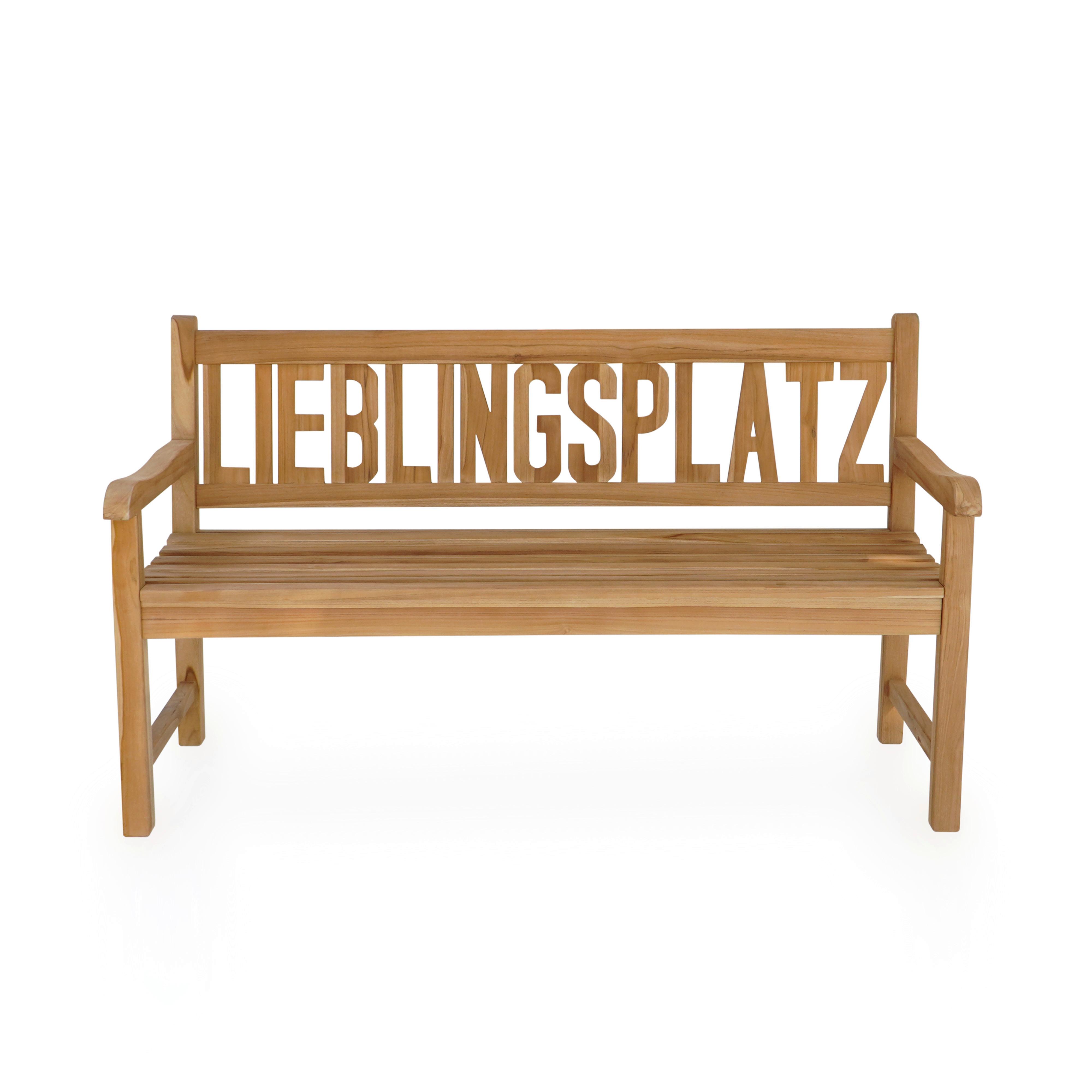 Gartenbank Lieblingsplatz Teak - Braun, Basics, Holz (63/91,5/150cm) - Gardenson